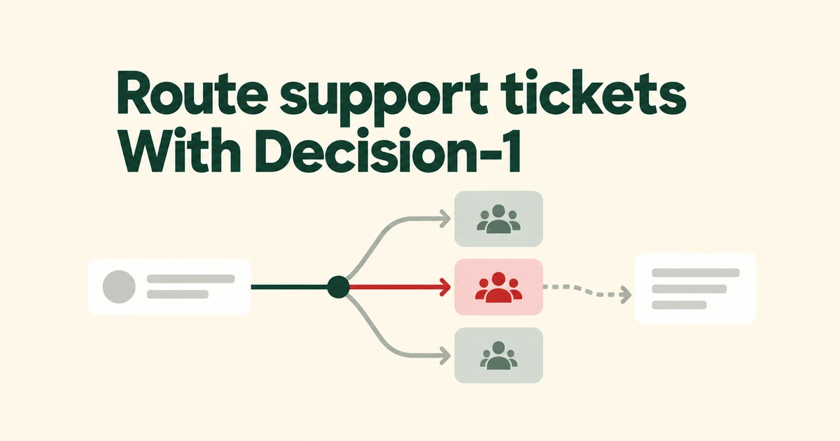 Decision-1 for Support Tickets: Routing Without Generating a Reply